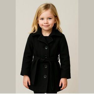 Yoki Classic Black Pea Coat for Kids